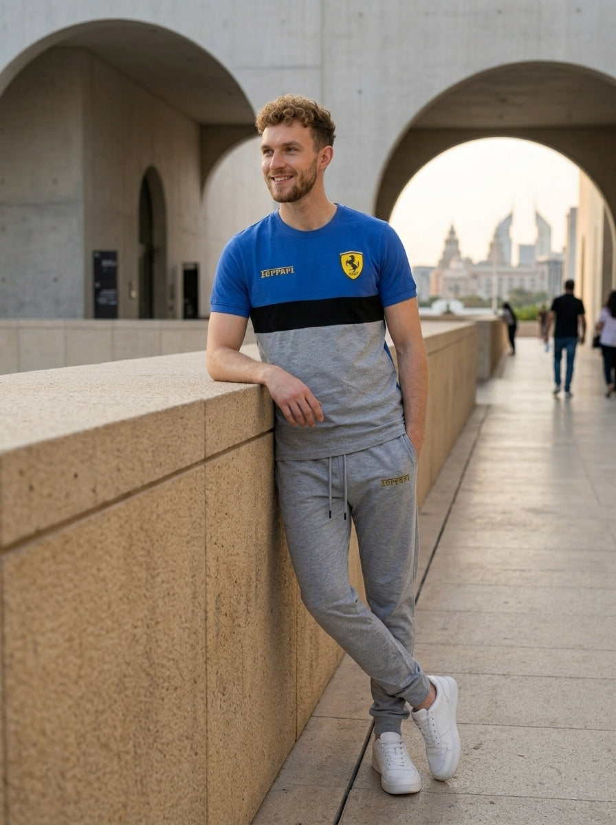 Ferrar Summer Jersey Tracksuit (Blue & Silver)