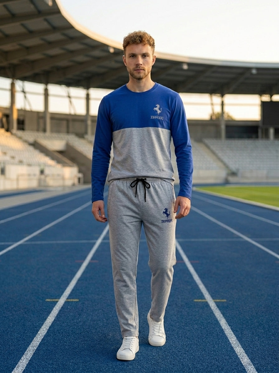 Ferrar Summer Jersey Tracksuit (Blue & Silver)