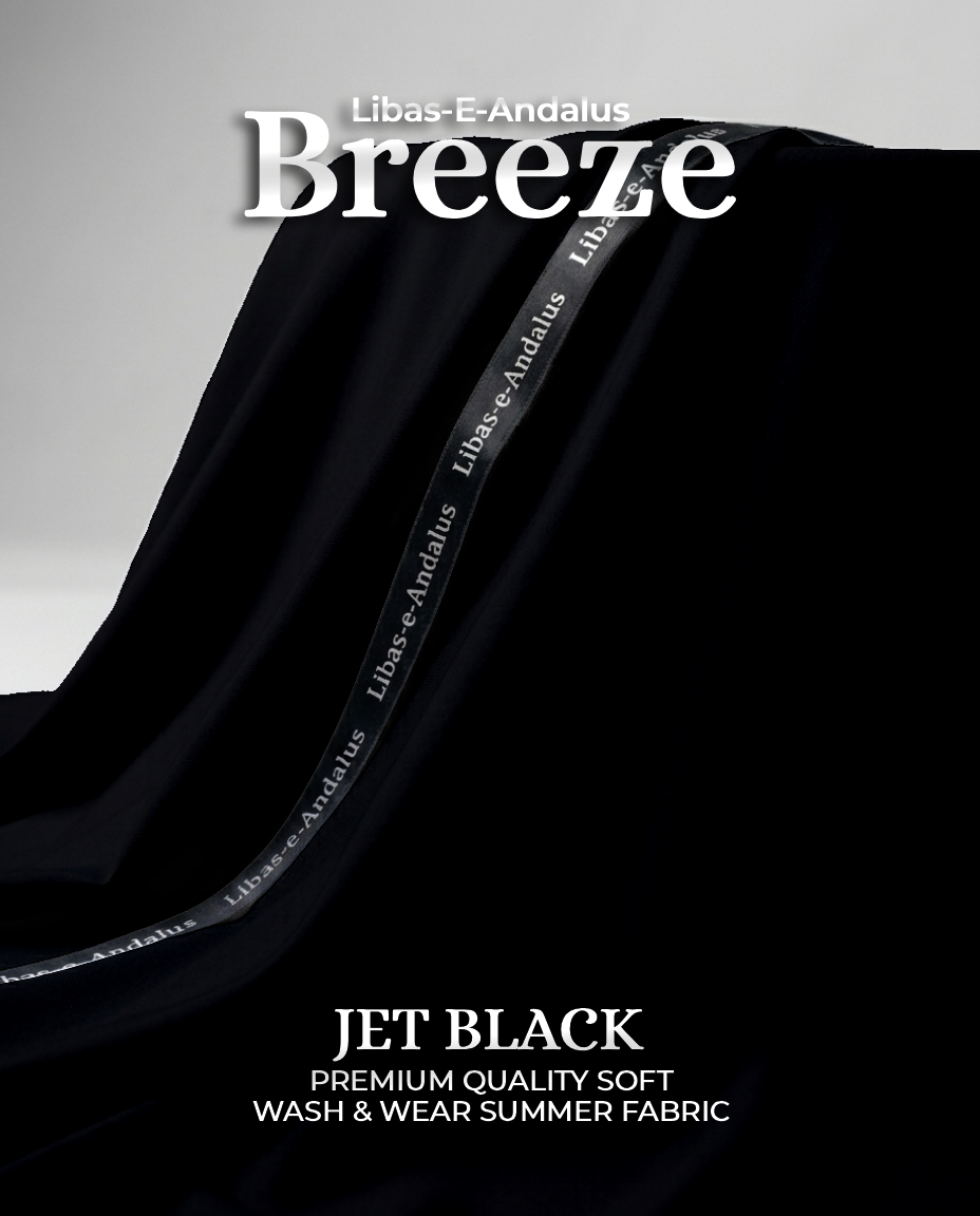 Breeze – Premium Tropical Wash & Wear Fabric | Jet Black