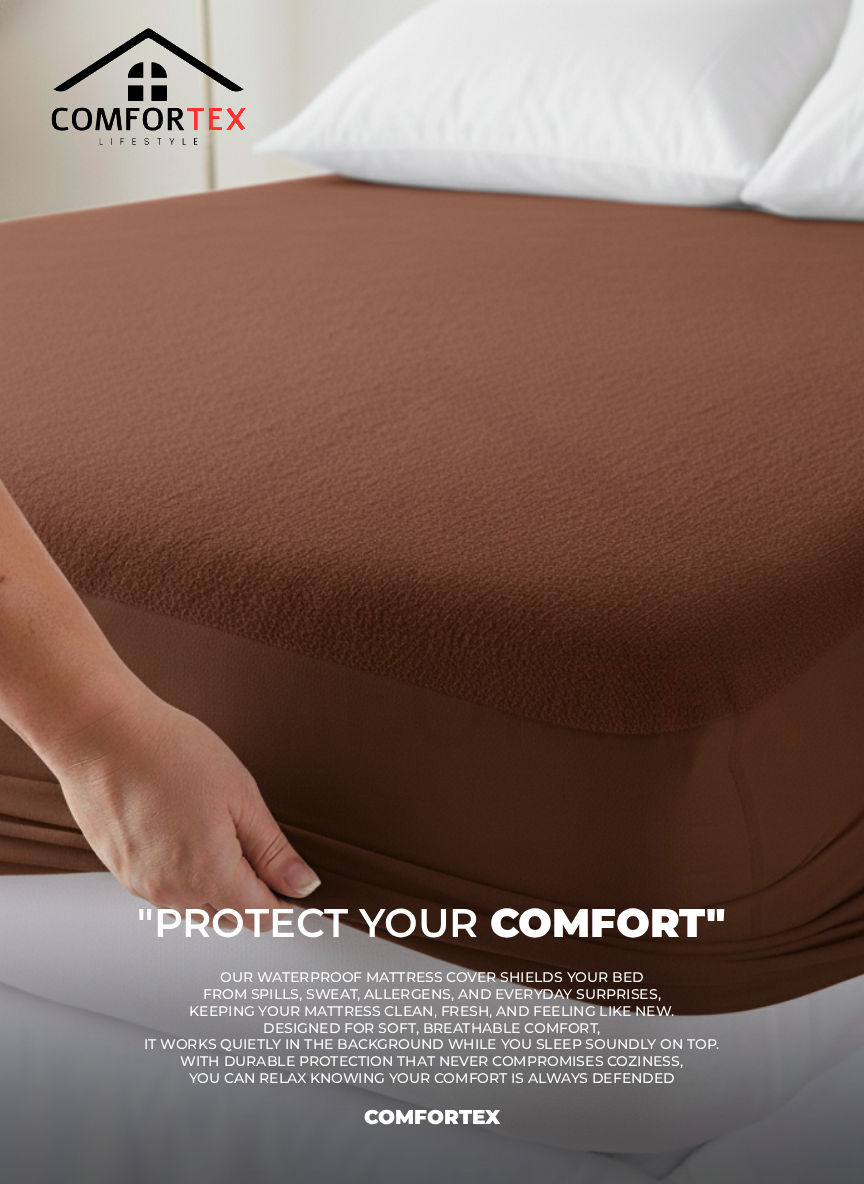 Comfortex Water Proof Mattress Protector | King Size | Brown