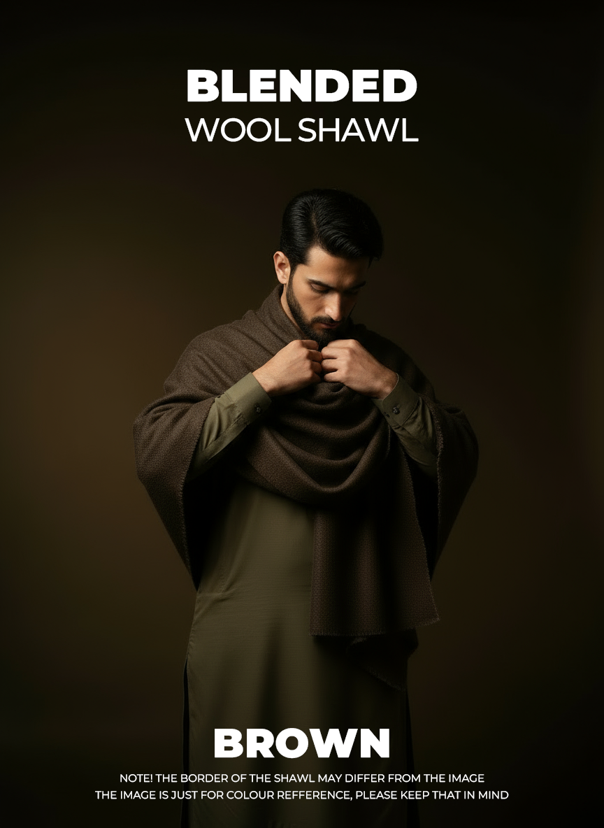 Libas-e-Andalus Blended Wool Shawl (Brown)