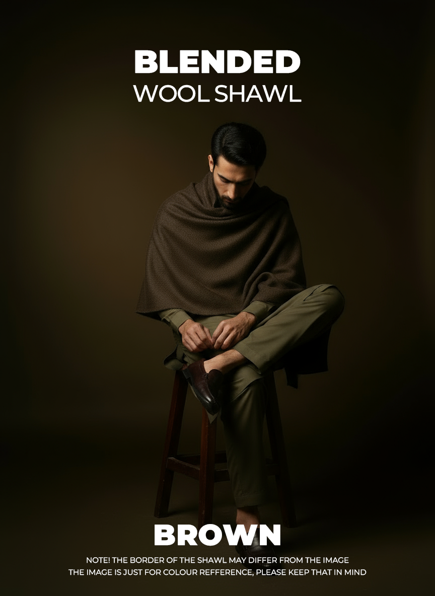 Libas-e-Andalus Blended Wool Shawl (Brown)