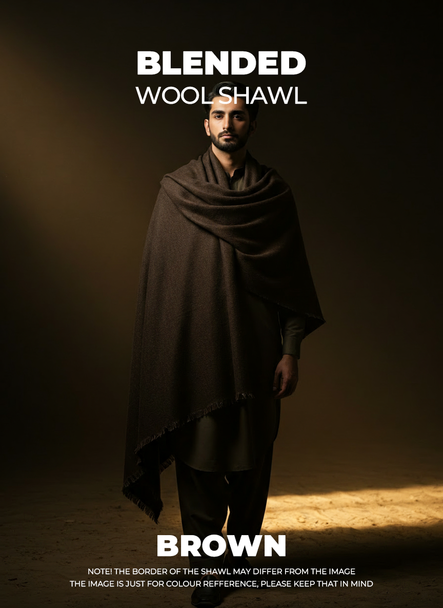 Libas-e-Andalus Blended Wool Shawl (Brown)