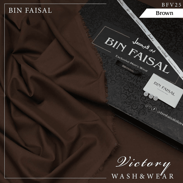 Bin Faisal Victory Wash & Wear (Brown) BFV-25 - Sultan Fabrics