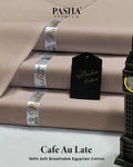 Pasha Premium | 100% Soft Egyptian Cotton | Luxurious Unstitched Fabric (Cafe Au Late)