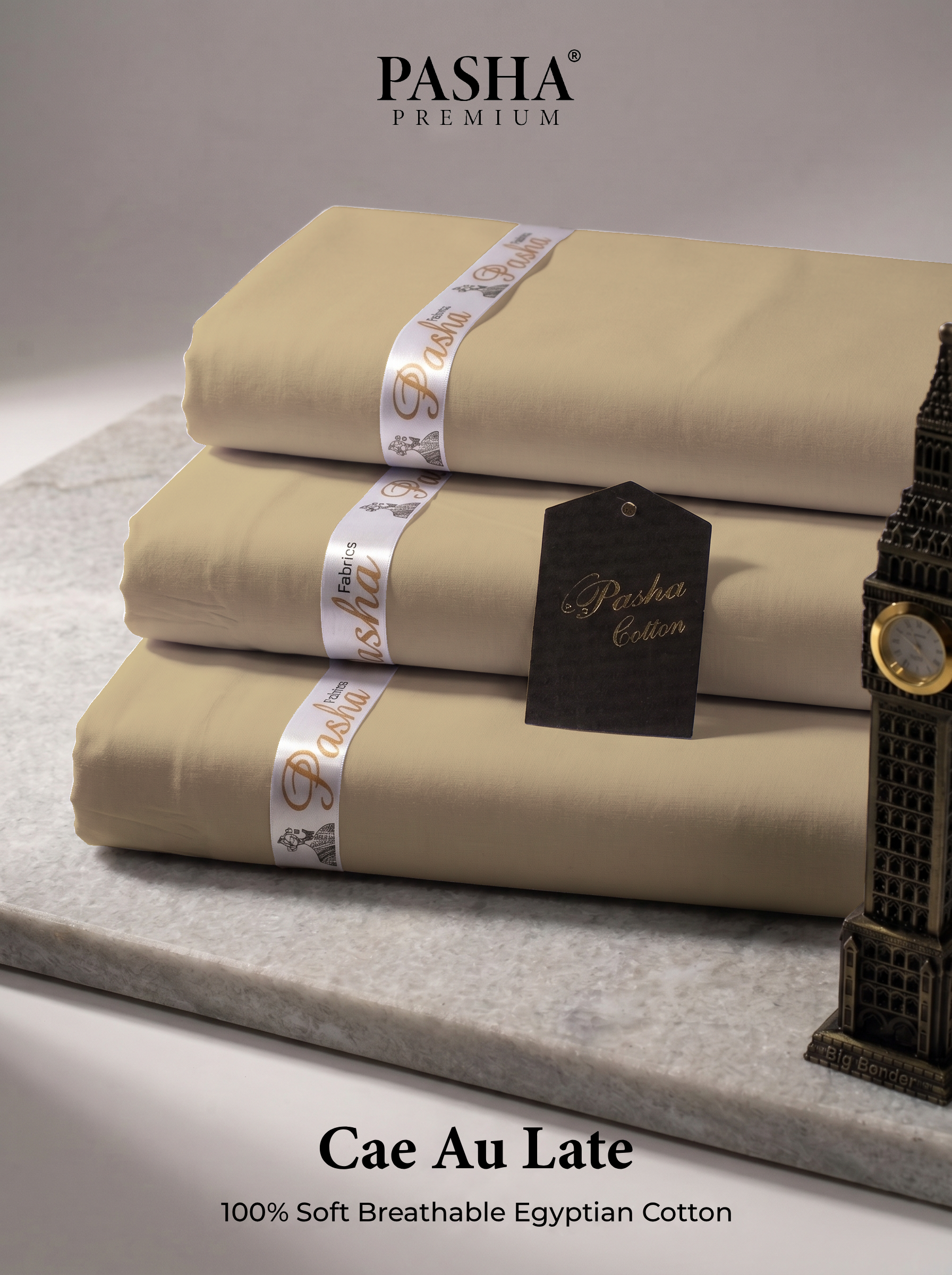 Pasha Premium | 100% Soft Egyptian Cotton | Luxurious Unstitched Fabric (Cafe Au Late)