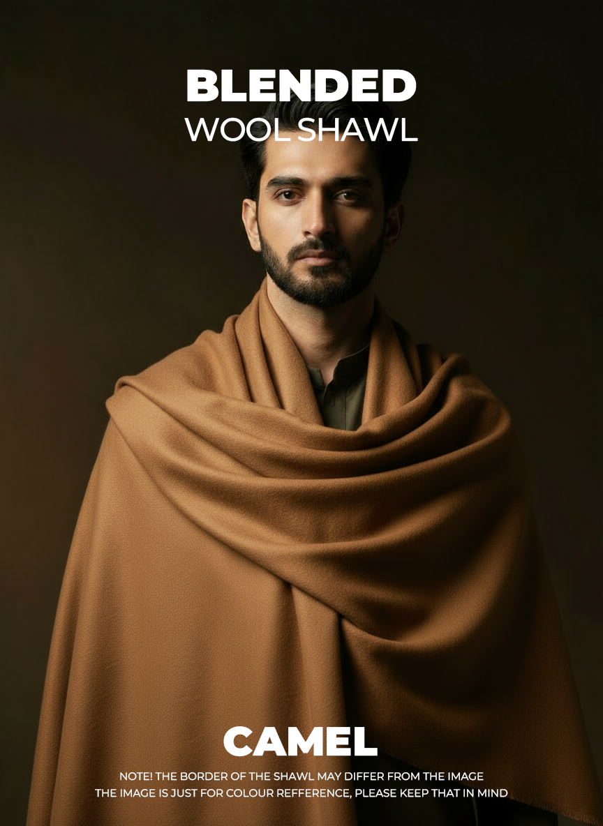 Libas-e-Andalus Blended Wool Shawl (Camel)