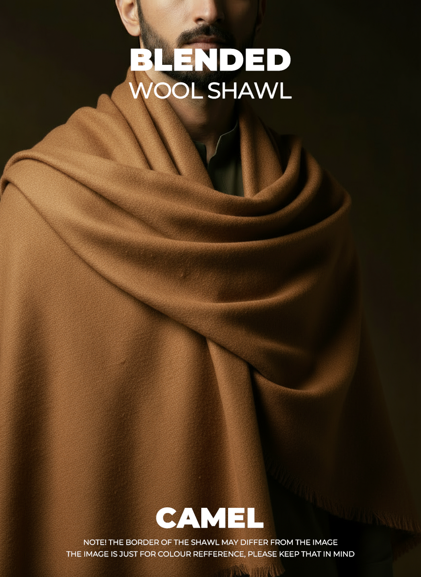 Libas-e-Andalus Blended Wool Shawl (Camel)