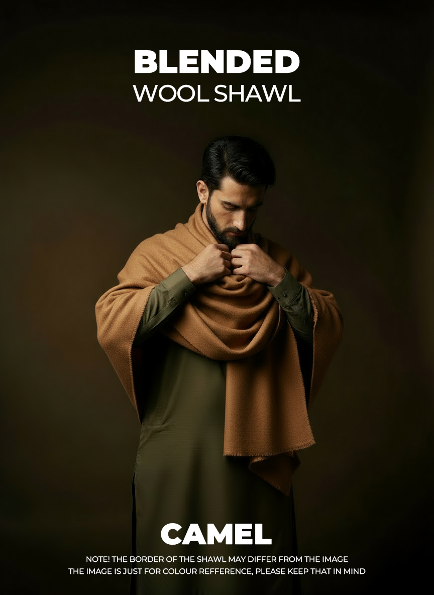 Libas-e-Andalus Blended Wool Shawl (Camel)