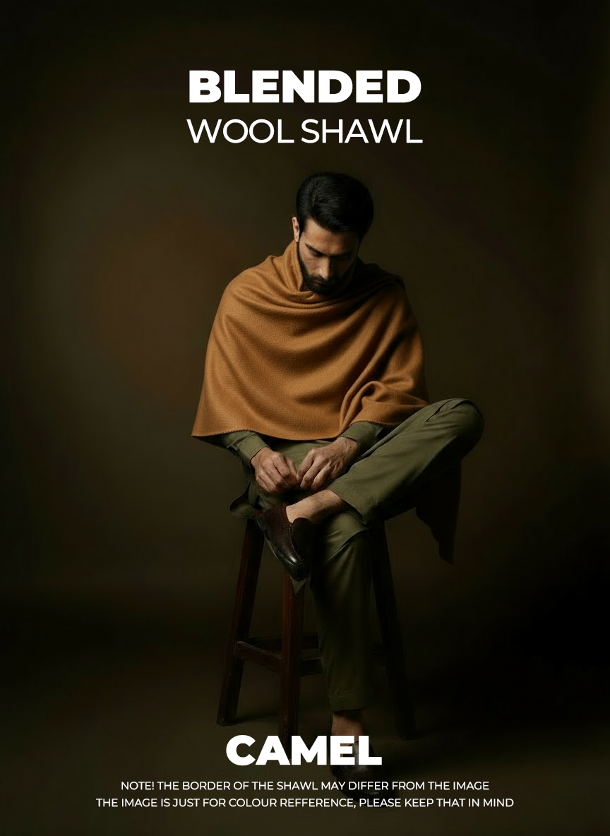 Libas-e-Andalus Blended Wool Shawl (Camel)