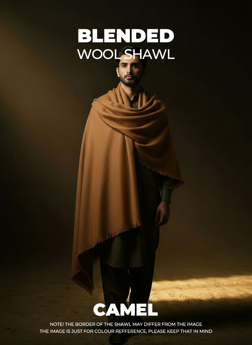 Libas-e-Andalus Blended Wool Shawl (Camel)