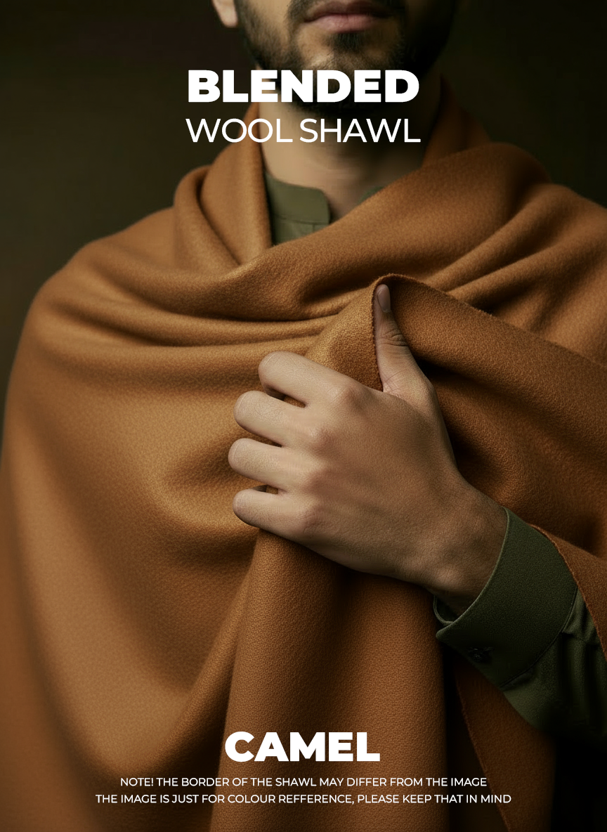 Libas-e-Andalus Blended Wool Shawl (Camel)