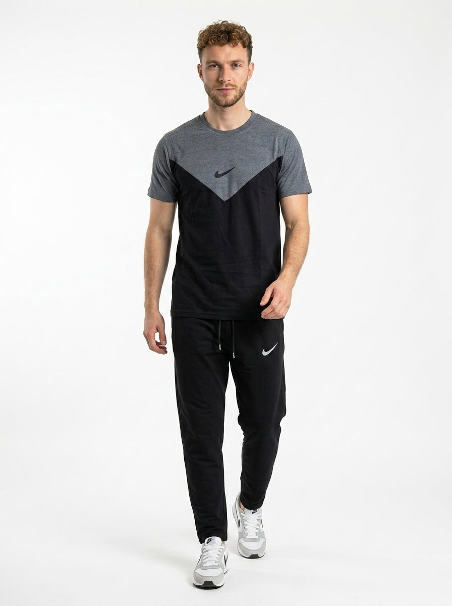 Nik Summer Jersey Tracksuit (Charcoal & Black)
