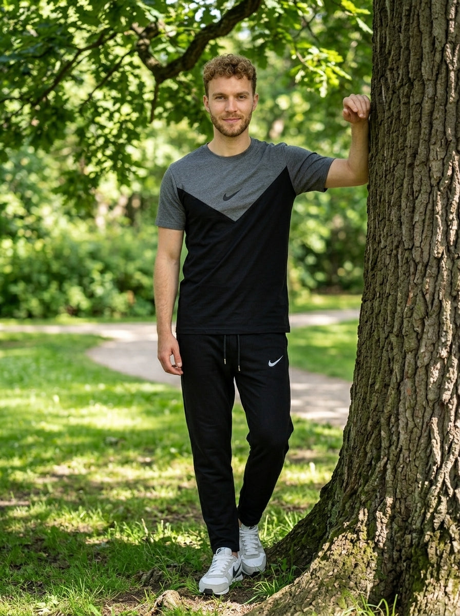 Nik Summer Jersey Tracksuit (Charcoal & Black)
