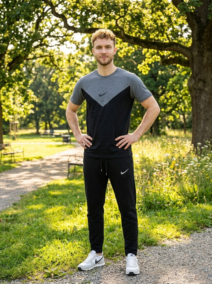 Nik Summer Jersey Tracksuit (Charcoal & Black)