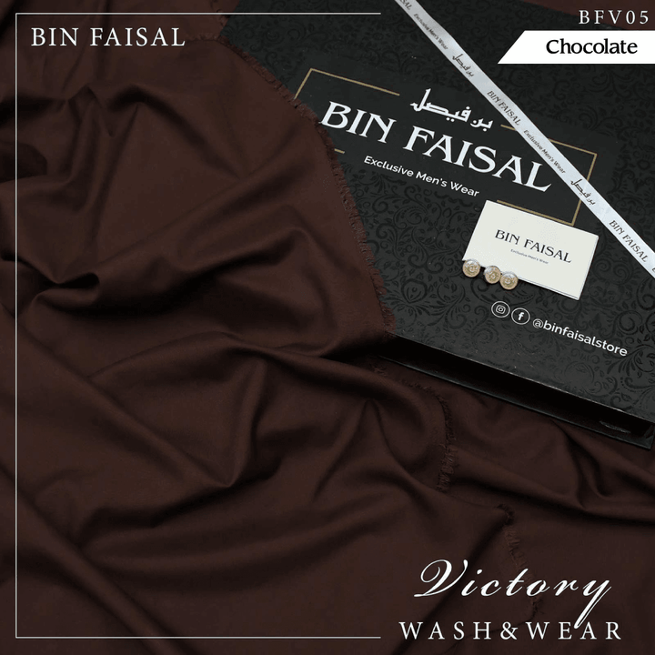 Bin Faisal Victory Wash & Wear (Chocolate) BFV-05 - Sultan Fabrics