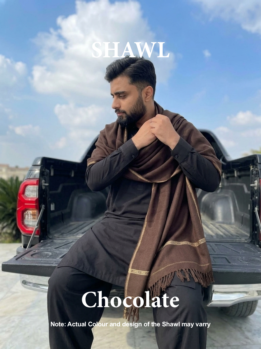 Libas-e-Andalus | Plain 100% Acrylic Men Shawl (Chocolate)