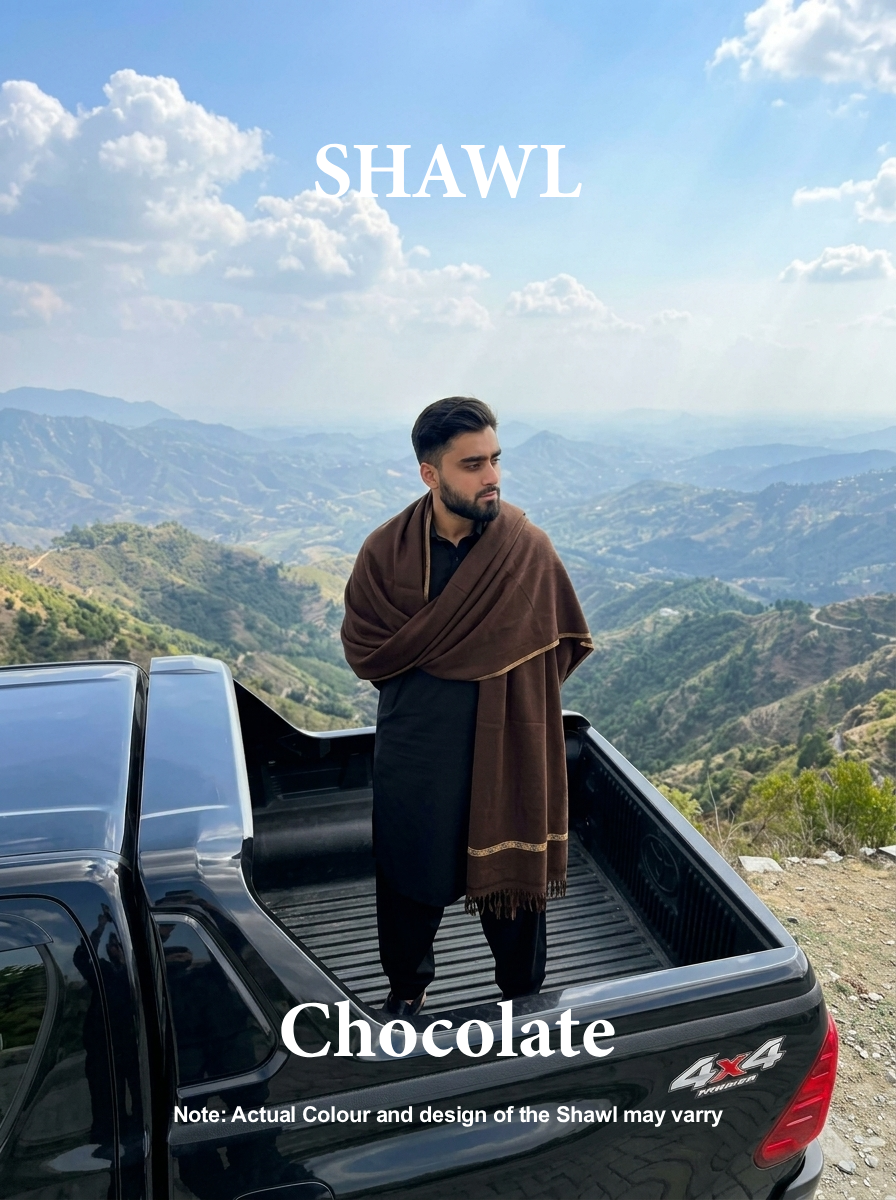 Libas-e-Andalus | Plain 100% Acrylic Men Shawl (Chocolate)
