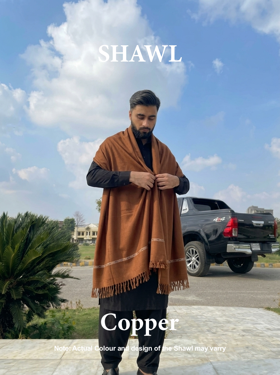 Libas-e-Andalus | Plain 100% Acrylic Men Shawl (Copper)