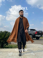Libas-e-Andalus | Plain 100% Acrylic Men Shawl (Copper)