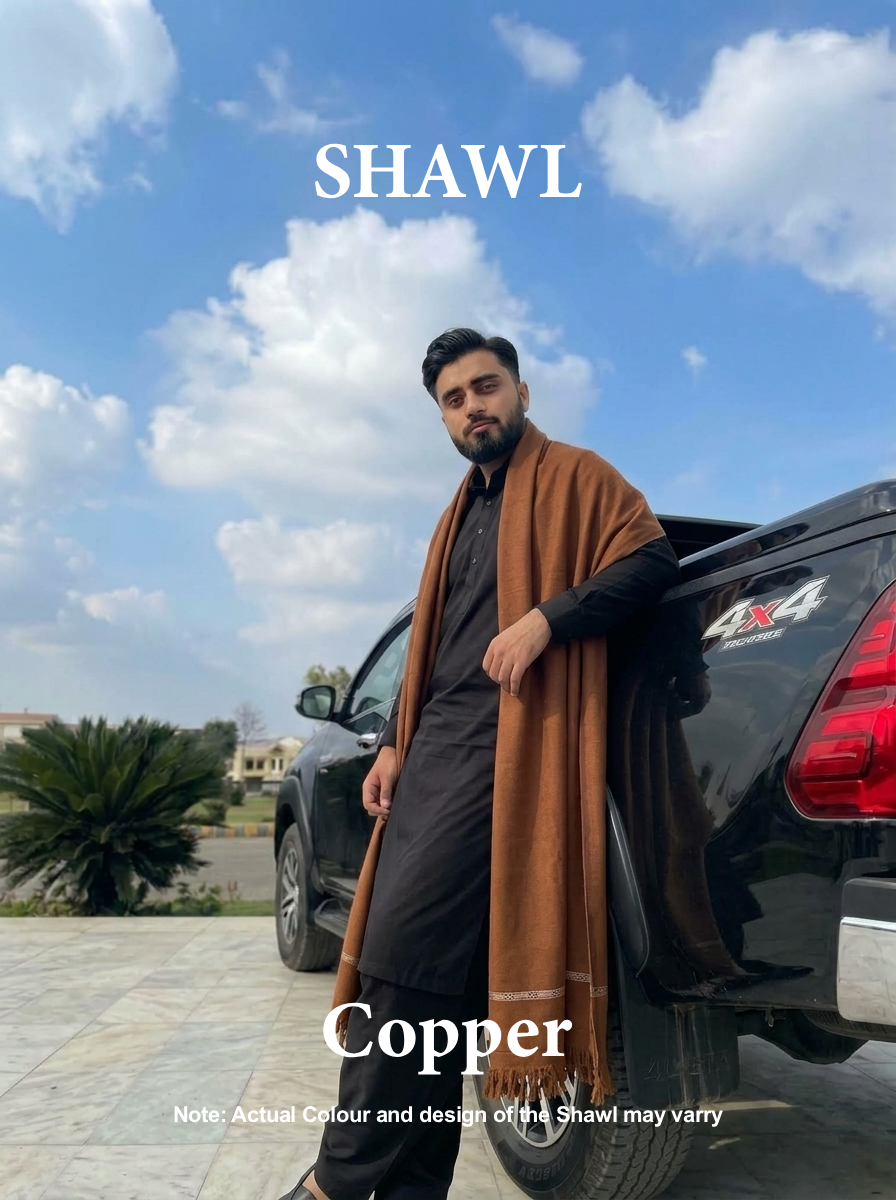 Libas-e-Andalus | Plain 100% Acrylic Men Shawl (Copper)