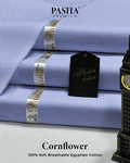 Pasha Premium | 100% Soft Egyptian Cotton | Luxurious Unstitched Fabric (Cornflower)
