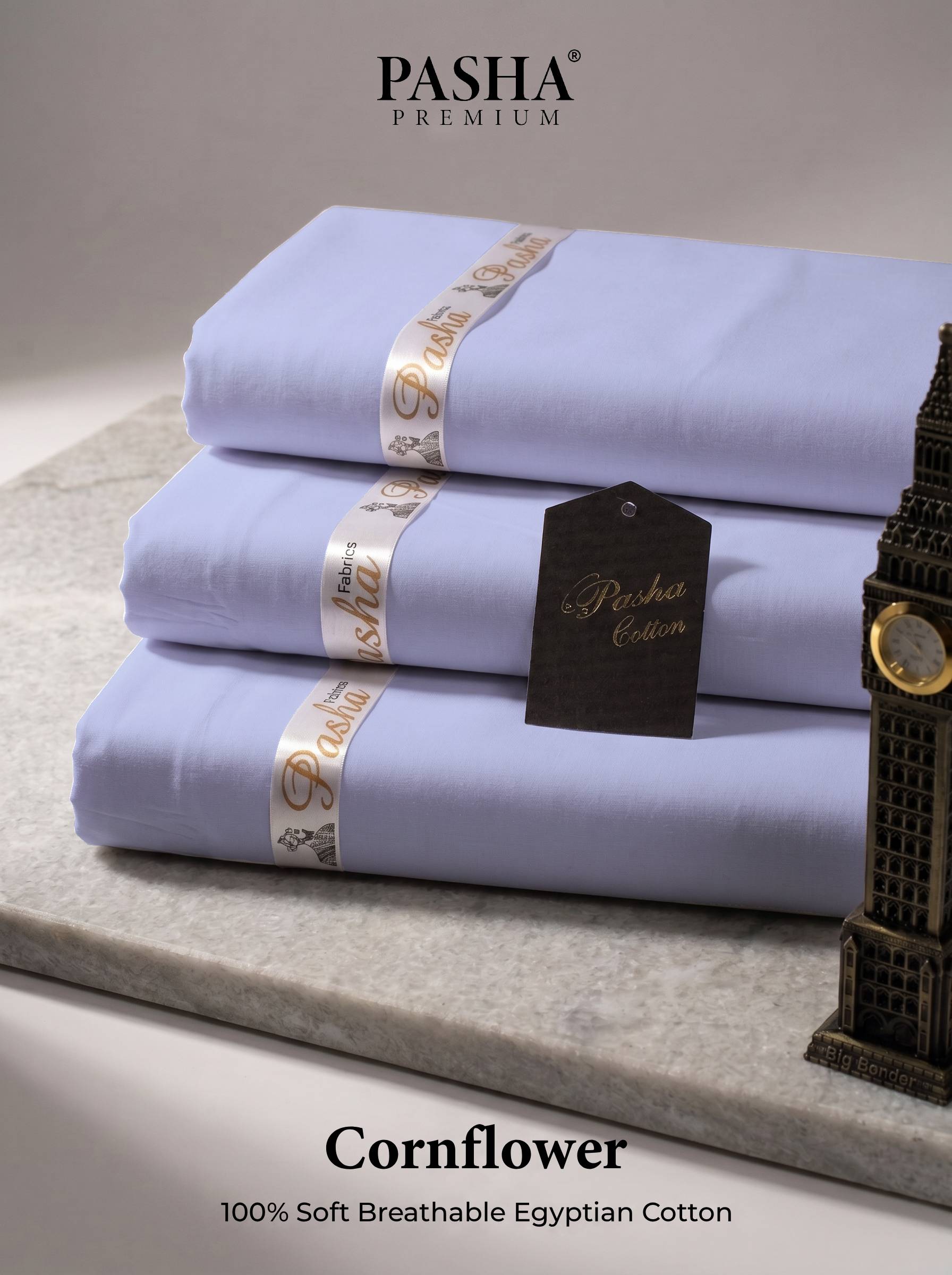 Pasha Premium | 100% Soft Egyptian Cotton | Luxurious Unstitched Fabric (Cornflower)