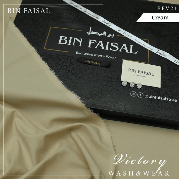 Bin Faisal Victory Wash & Wear (Cream) BFV-21 - Sultan Fabrics