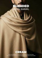 Libas-e-Andalus Blended Wool Shawl (Cream)