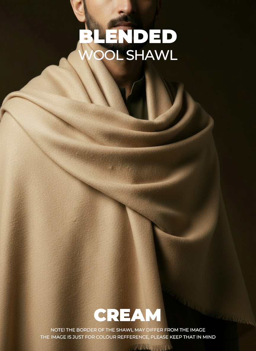 Libas-e-Andalus Blended Wool Shawl (Cream)