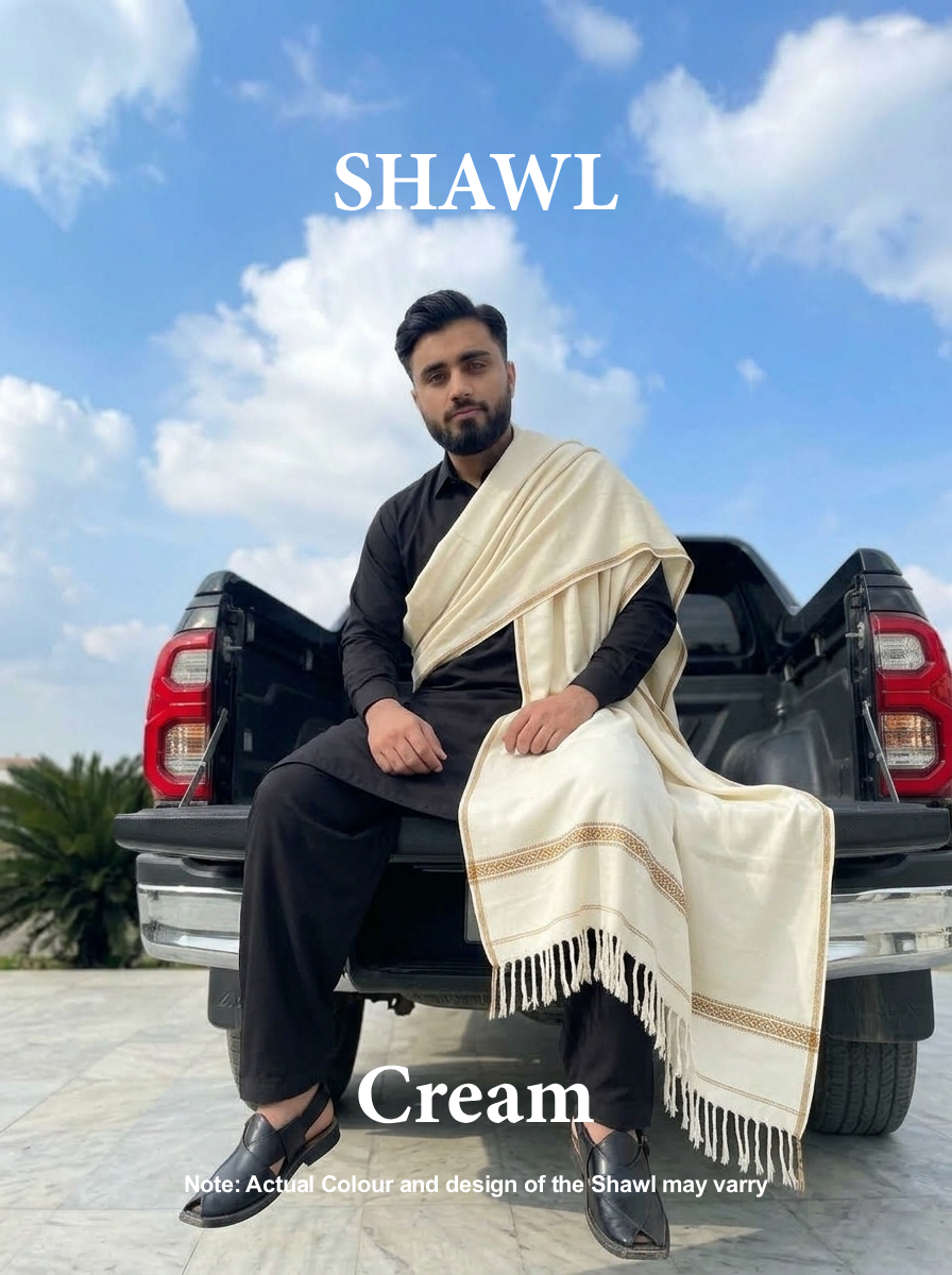 Libas-e-Andalus | Plain 100% Acrylic Men Shawl (Cream)