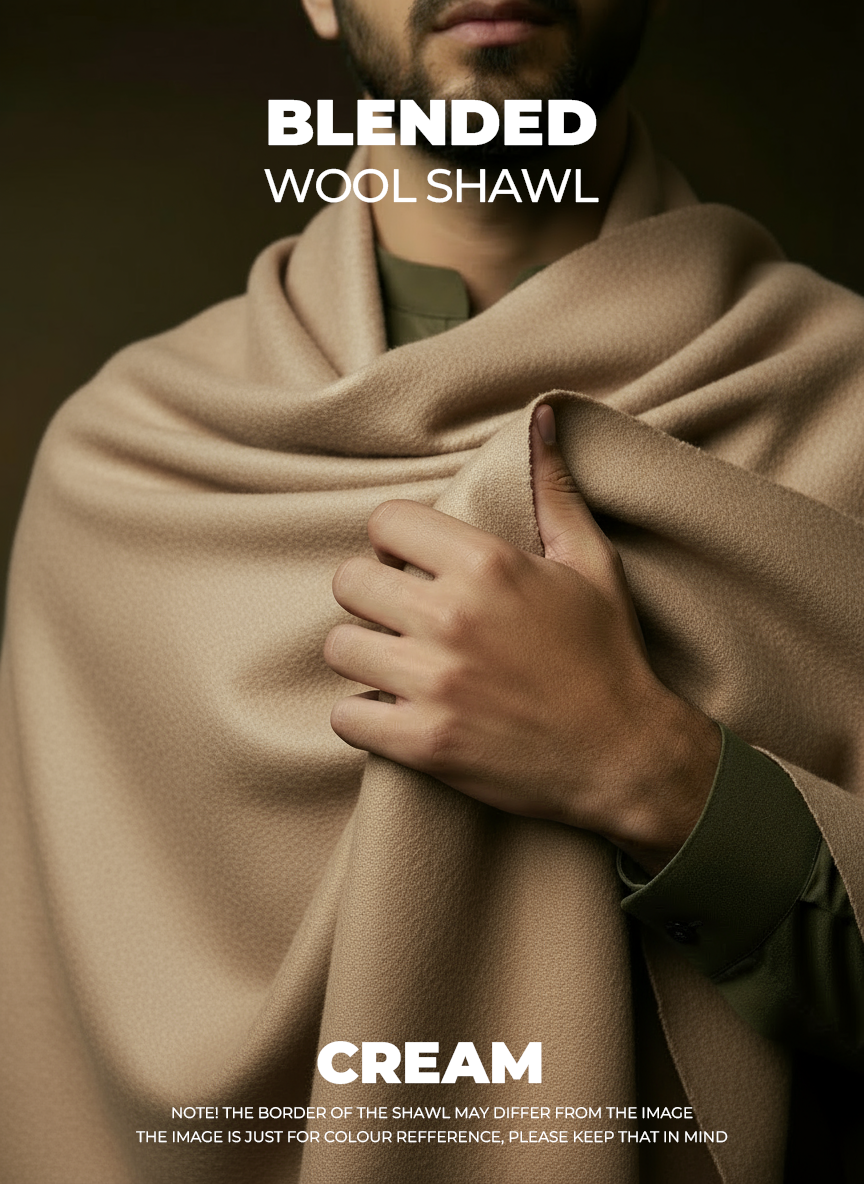 Libas-e-Andalus Blended Wool Shawl (Cream)