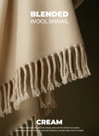 Libas-e-Andalus Blended Wool Shawl (Cream)