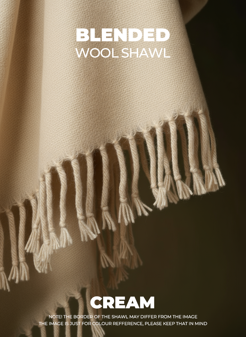 Libas-e-Andalus Blended Wool Shawl (Cream)