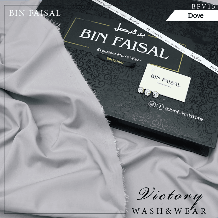 Bin Faisal Victory Wash & Wear (Dove) BFV-15 - Sultan Fabrics