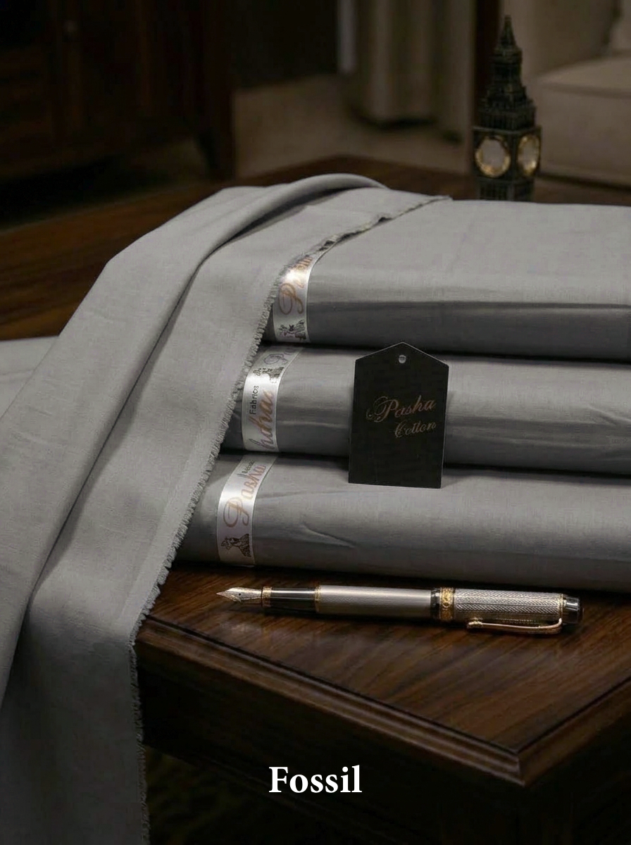 Pasha Premium | 100% Soft Egyptian Cotton | Luxurious Unstitched Fabric (Fossil)