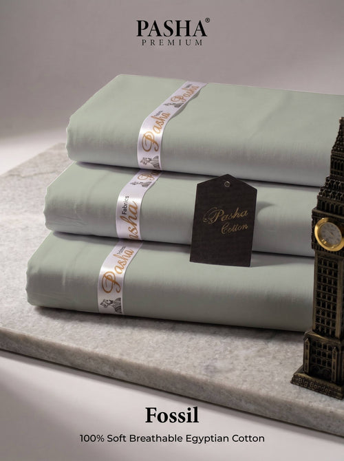 Pasha Premium | 100% Soft Egyptian Cotton | Luxurious Unstitched Fabric (Fossil)