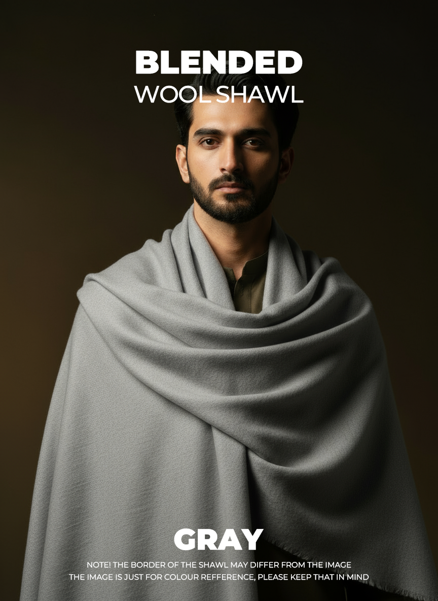 Libas-e-Andalus Blended Wool Shawl (Grey)
