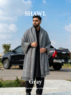 Libas-e-Andalus | Plain 100% Acrylic Men Shawl (Gray)