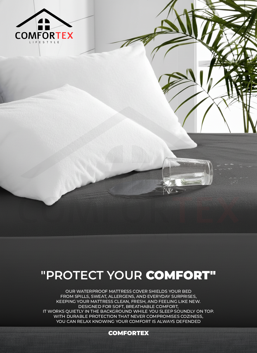Comfortex Water Proof Mattress Protector | King Size | Gray