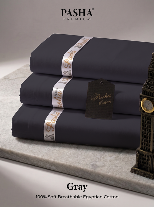 Pasha Premium | 100% Soft Egyptian Cotton | Luxurious Unstitched Fabric (Gray)
