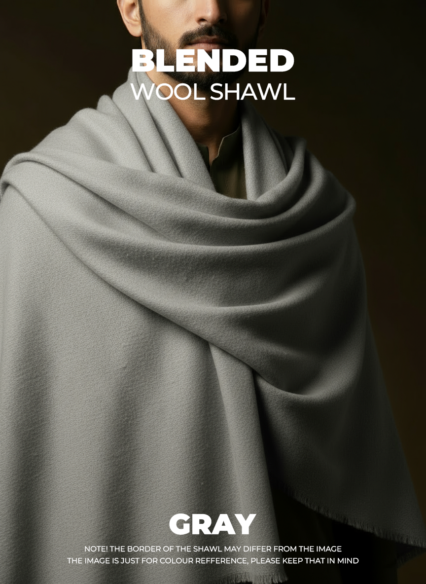 Libas-e-Andalus Blended Wool Shawl (Grey)