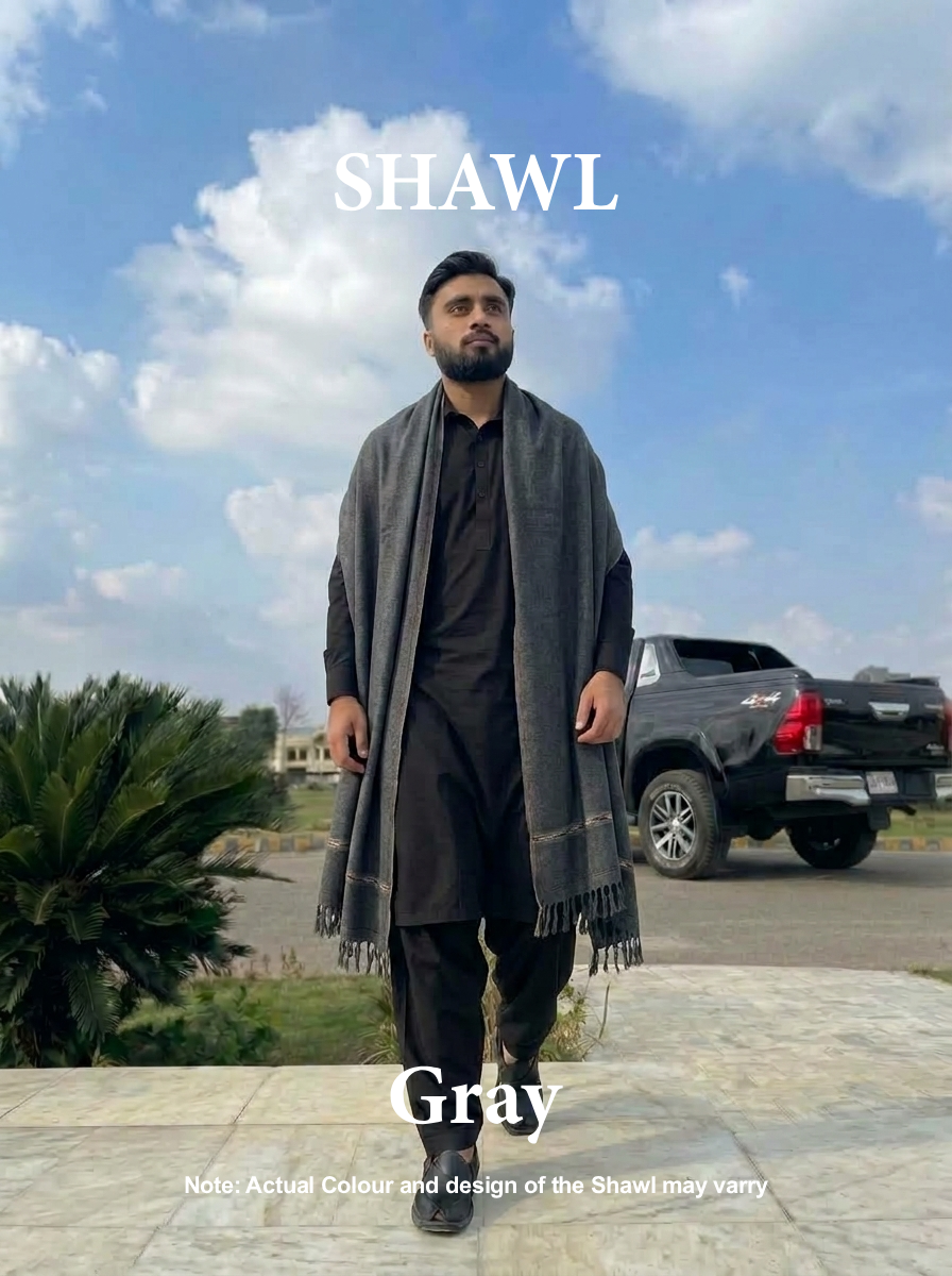 Libas-e-Andalus | Plain 100% Acrylic Men Shawl (Gray)