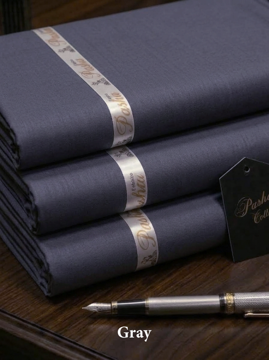 Pasha Premium | 100% Soft Egyptian Cotton | Luxurious Unstitched Fabric (Gray)