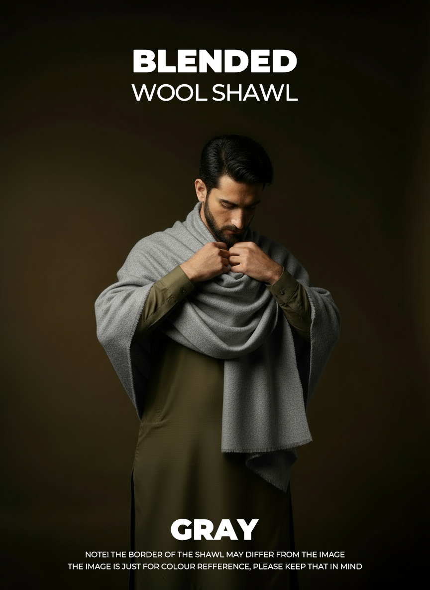 Libas-e-Andalus Blended Wool Shawl (Grey)
