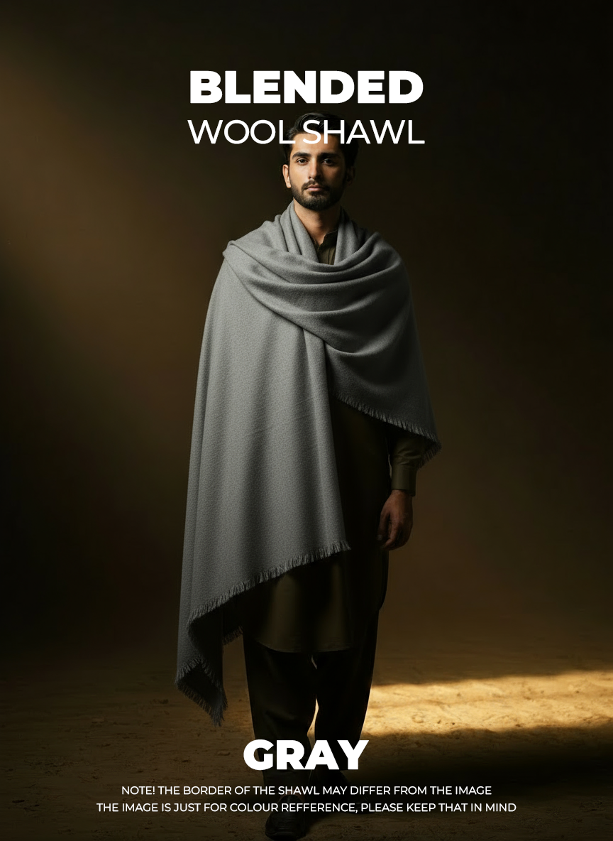 Libas-e-Andalus Blended Wool Shawl (Grey)