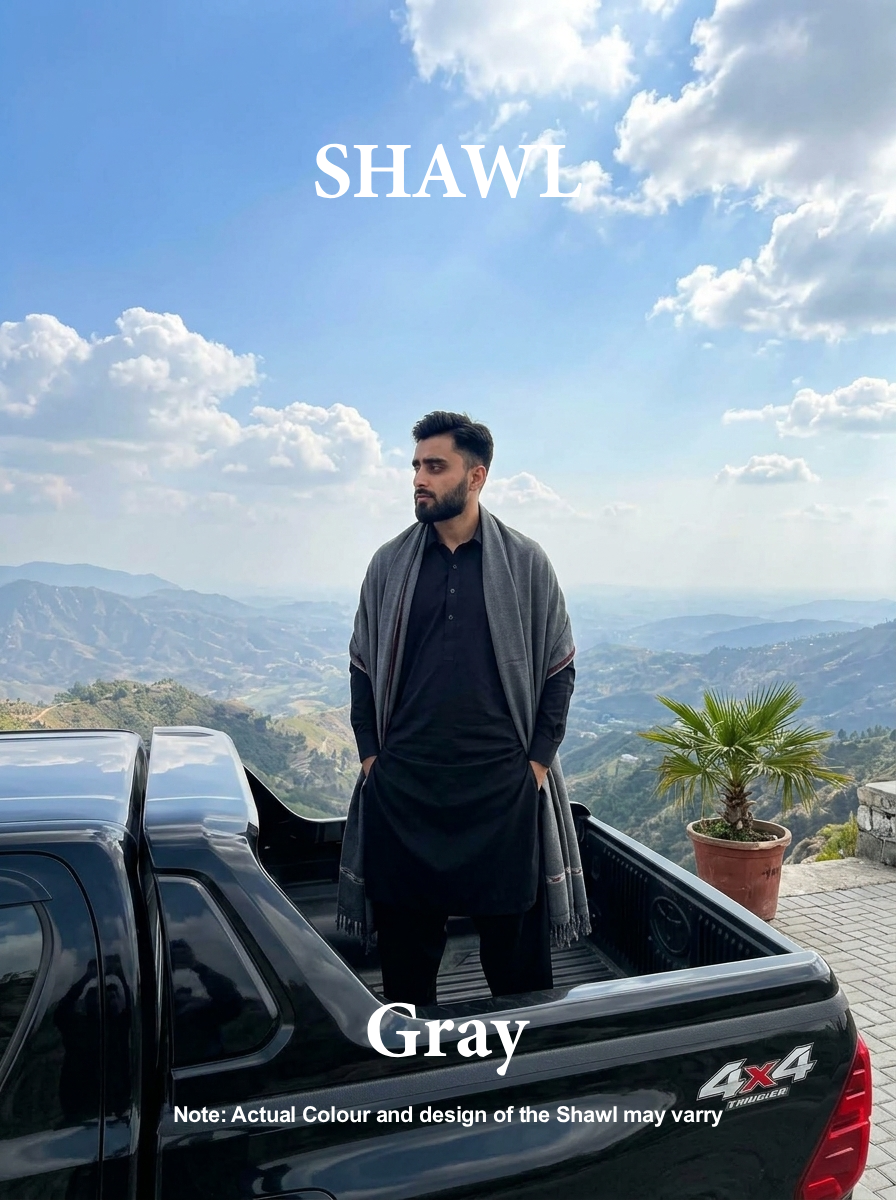 Libas-e-Andalus | Plain 100% Acrylic Men Shawl (Gray)