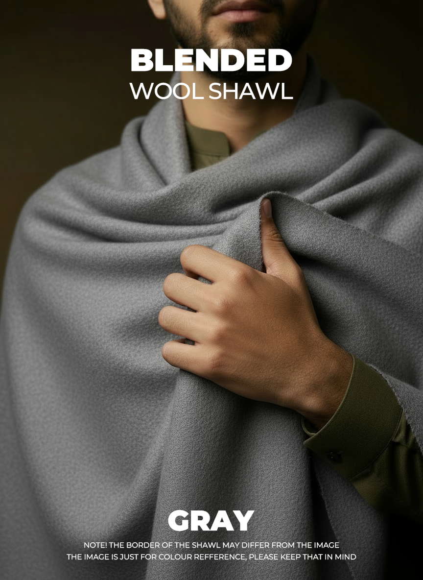 Libas-e-Andalus Blended Wool Shawl (Grey)
