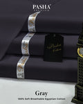 Pasha Premium | 100% Soft Egyptian Cotton | Luxurious Unstitched Fabric (Gray)