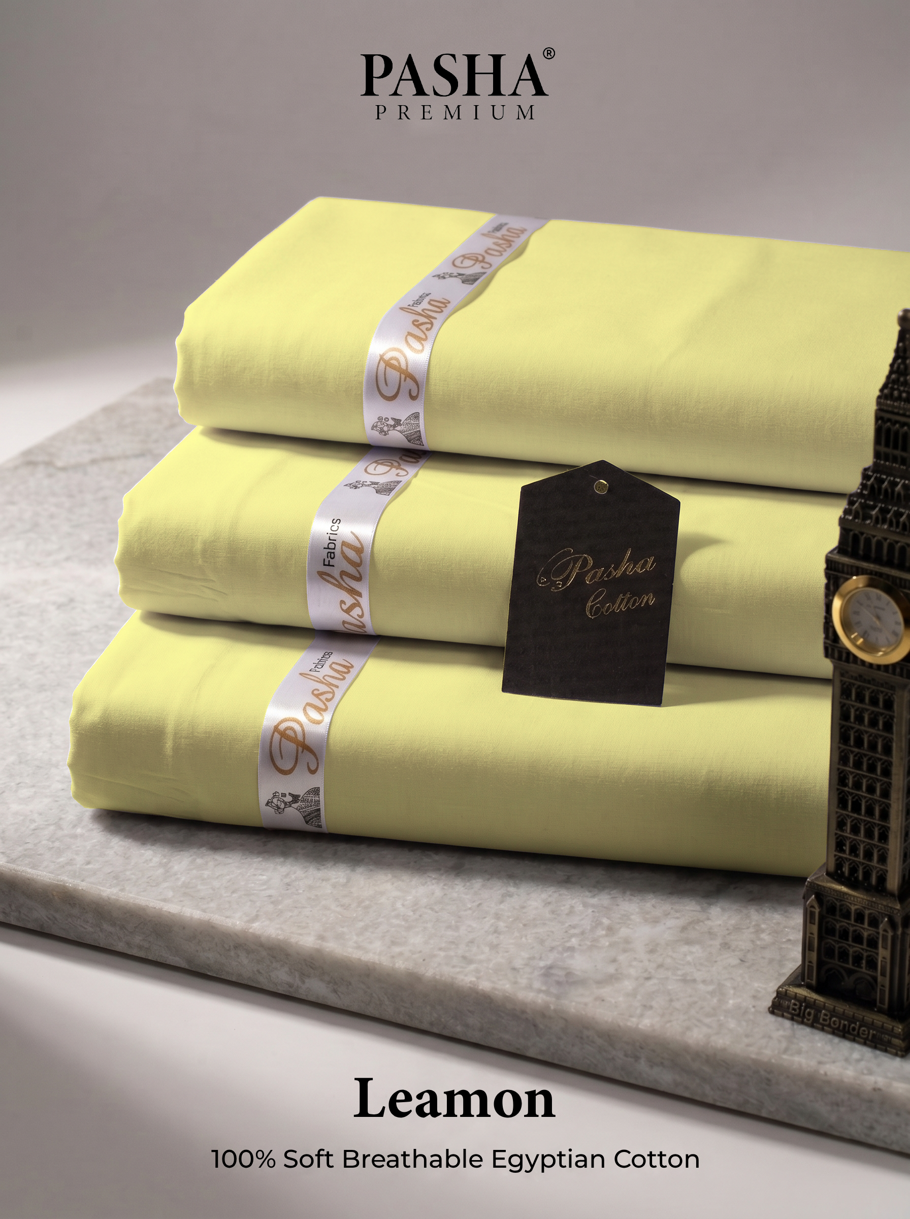 Pasha Premium | 100% Soft Egyptian Cotton | Luxurious Unstitched Fabric (Leamon)